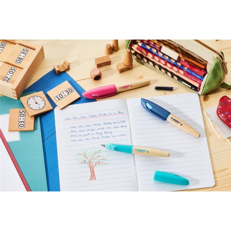 STABILO stylo-plume EASYbirdy Timber L, gaucher, rose